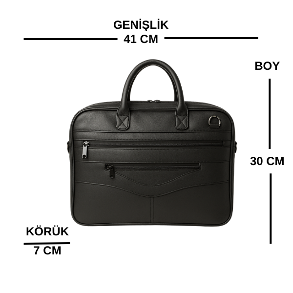 Profesyonel Siyah Deri Laptop Çantası