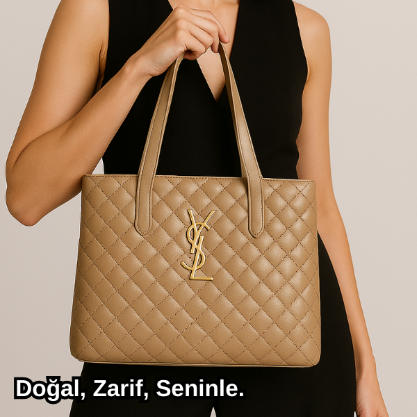 Kapitone Bej Hakiki Deri Omuz Çantası