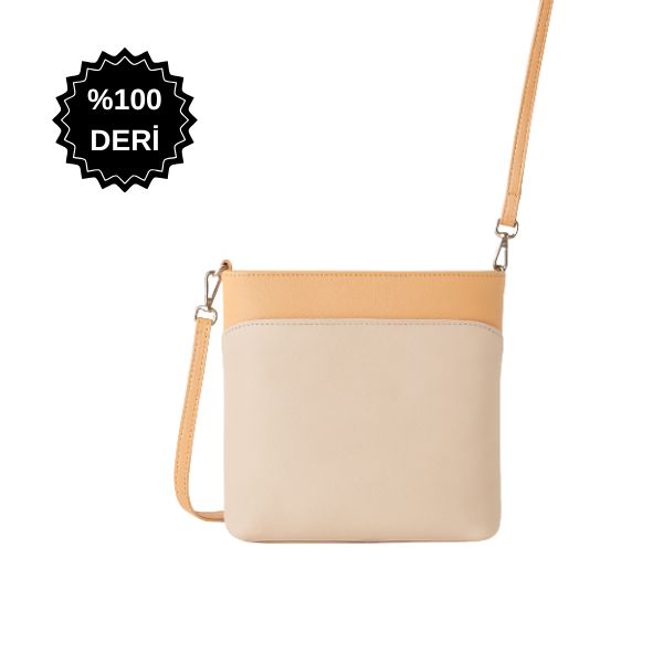 Alem Soft Bej-Taba Deri Omuz Çantası