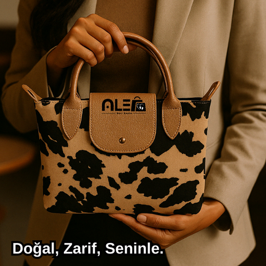 Leopar Desenli Deri Kol Çantası